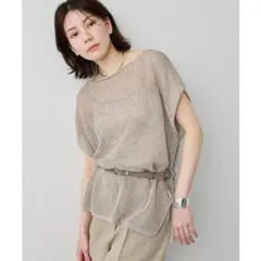 美品 モラビト コットンリネン フレンチスリーブカットソー◇ベージュ