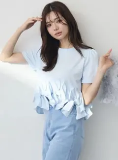 hommegirls 青と白のストライプ クロップドシャツ - メルカリ