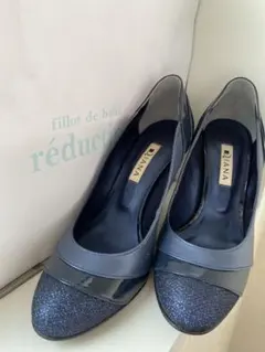 DIANA ダイアナパンプス ハイヒール ラメ ツイード 24cm ネイビー