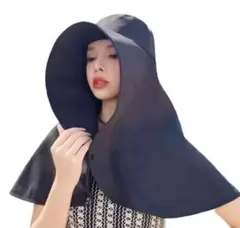 ハット サンバイザーハット つば広 ロング UVカット フェイスガード 帽子