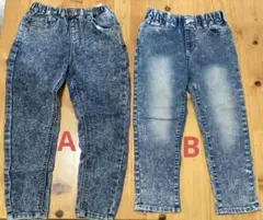 【11/26値下げ】ケミカルウォッシュデニム　120㎝　110㎝　2枚セット