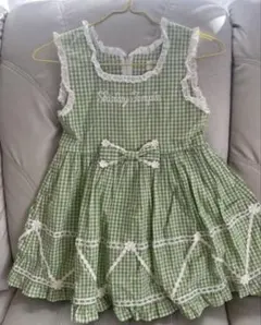 シャーリーテンプル　ワンピース　グリーン　チェック　120センチ