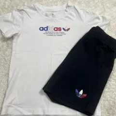 adidas ホワイト Tシャツ パンツ セットアップ