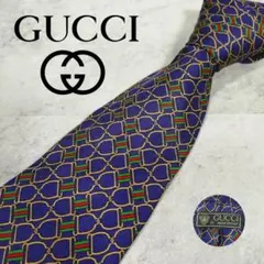 ★GUCCI グッチ★ ネクタイ ホースビット柄 ネイビー 系 シルク GG