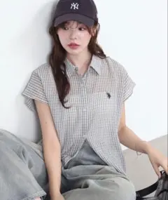 U.S. POLO ASSN.別注 フレンチスリーブシャツ ホワイトのサムネイル
