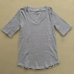 TALBOTS ボーダー Vネック Tシャツ US Sサイズのサムネイル