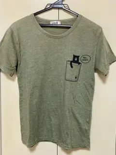 Snoah クマのポケットプリント Tシャツ カーキ