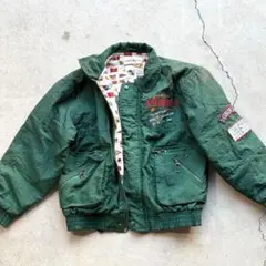 ヴィンテージ風 キッズジャケット 140 刺繍入り フラッグ柄 MA-1風