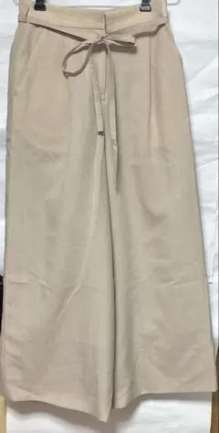 NATURAL BEAUTYBASIC ワイドパンツ ベージュリボン付き