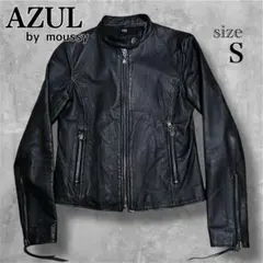 【AZUL by moussy】⭐︎レザー⭐︎S⭐︎黒⭐︎豚革⭐︎ノーカラー⭐︎即日発送⭐︎
