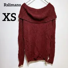 Rslimans 【XS】バーガンディ オフショルダー セーター ニット 長袖