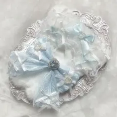 ぬい服　着ぐるみ　10〜12cm用　ホワイト×ライトブルー　チェーンフック付き