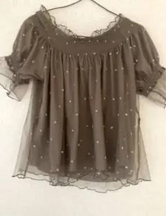 森ガールオフショルダー半袖ブラウス