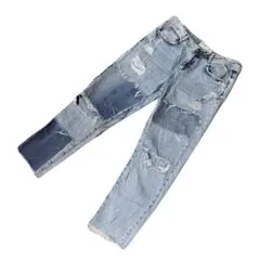 ZARA TRF DENIM ダメージ加工 デニムパンツ ライトブルーのサムネイル