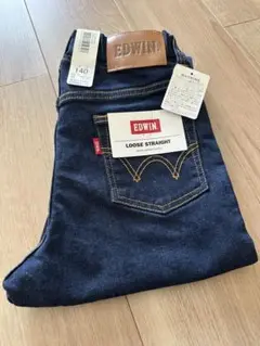 【新品】　EDWIN ウエストゴム　ルーズストレート　デニム　ジーンズ 140