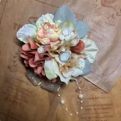 フラワーコサージュ ピンク クリーム　c008