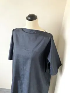 着物リメイク　大島紬　濃紺チュニック