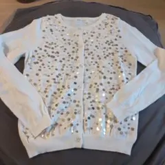 H&M スパンコール付きホワイトカーディガン140