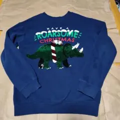 クリスマス　トリケラトプス 恐竜　トレーナー ネイビー