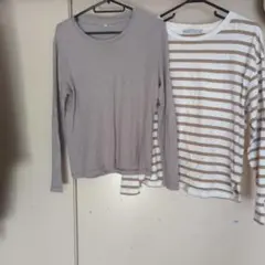長袖ストライプカットソー 2枚セット　Lサイズ