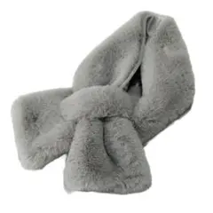 マフラー グレー　フェイクファー