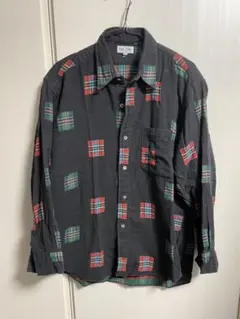 ポールスミスの総柄長袖シャツ　チェック柄　ガーゼシャツ