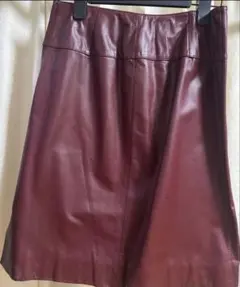 GEORGES RECH バーガンディ 牛革 タイトスカート