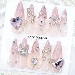 ネイルチップ　量産　うるうる　ちゅるん　ピンク　推し　オーダー　現品　【284】