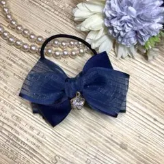 ハンドメイド♡グログランとチェック柄オーガンジーのリボン