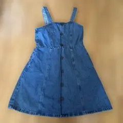 【極美品】GU ジーユー 150デニム ジャンパースカート ワンピース ブルー