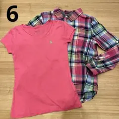 特価・ポロ　ラルフローレン　半袖Tシャツ　長袖チェックシャツ　サイズ6