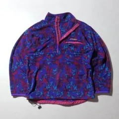 希少・英国製 90s 旧ロゴ バーグハウス 総柄フリース スナップT Mサイズ