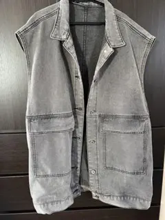 グレー デニム ノースリーブジャケット