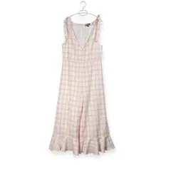 【Sister Jane】S ラッフルフレア ピンクチェック柄ジャンプスーツ