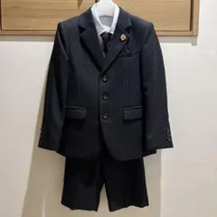 フォーマル 黒 スーツ 男の子 4点 セット 120cm 120 ネクタイ 付き