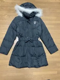 ポンポネットジュニア　ダウンコート　黒160 リバーシブル　ファー付き　美品
