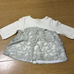 petit main 80 長袖トップス レース付き