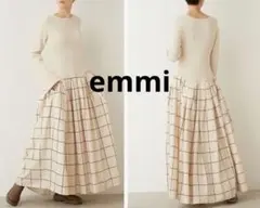 半額以下　emmi エミ　ロングワンピース　チェック　ワンピース　エミアトリエ