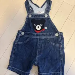 【ミキハウス】デニムオーバーオール クマ刺繍付き