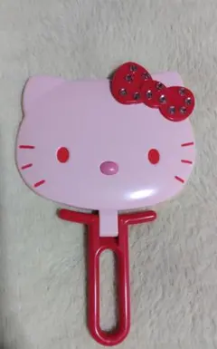 新品未使用　 キラキラリボンの　ピンクのキティちゃん　ハンドミラー20008年製