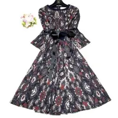 ★新品　マックスマーラ　ロングニットワンピース　フレア❤︎花柄　L