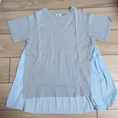 プリーツ切り替えTシャツ ライトブルー 150のサムネイル