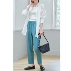 エニィファム　イージーケアライトストレッチテーパードパンツ　ブルーのサムネイル