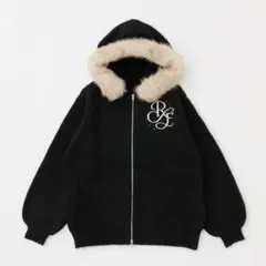 【NICE CLAP】マシュマロフェイクファーパーカー ブラック