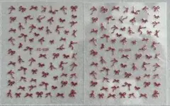 【まとめ割引あり♡】ネイルシール　ステッカー　2枚　リボン　フリル　レッド　ラメ