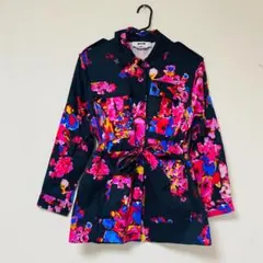 MSGM シャツジャケット 花柄 S シャツ 総柄 派手 ピンク パープル