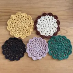 ハンドメイド　コースター　カラフル　5枚セット