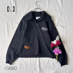 ジーユー　葬送のフリーレン　スウェットプルオーバー　コラボ　綿混　紺色　【L】