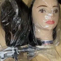 ダークブラウン ストレートウィッグとスタンド
