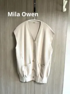 値下げ！Mila Owen☆ベージュ Vネック ニット ベストのサムネイル